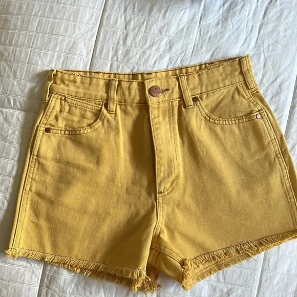 Billabong X Wrangler Showdown High Waist Denim Shorts Yellow NWOT